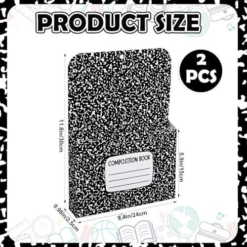 Gilprop 2 Pcs Composition Notebook Magnetic File Folder Holder Pocket File Organizer Classroom Decor Teacher Desk Accessories for Whiteboard Classroom Essential No Drilling