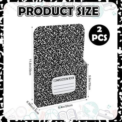 Gilprop 2 Pcs Composition Notebook Magnetic File Folder Holder Pocket File Organizer Classroom Decor Teacher Desk Accessories for Whiteboard Classroom Essential No Drilling