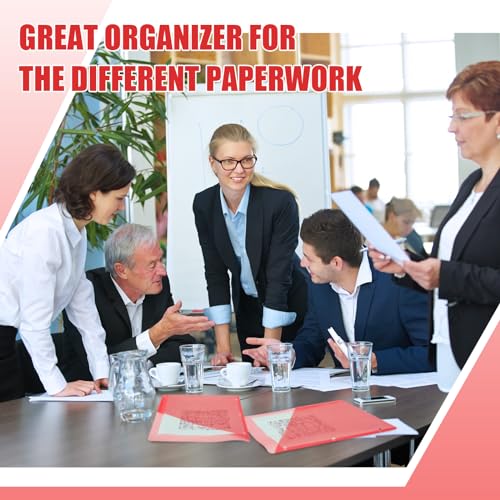 Seajan 48 Pcs Pocket Folders for 3 Ring Binder Clear Plastic Folders Sleeves with 2 Pockets 3 Hole Punch Binder Dividers Poly Slash File Jackets for Office School Document Organizer (Red) - color: Red