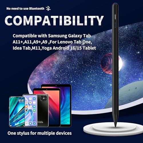 Stylus Pen Android for Samsung Galaxy Tab A11+/A11/A9/A9Plus/A8/A8plus/A7/A7lite Push-Button Switch, Accurate Writing, +2Nibs&Long Battery Life(NW Black) - color: NW Black