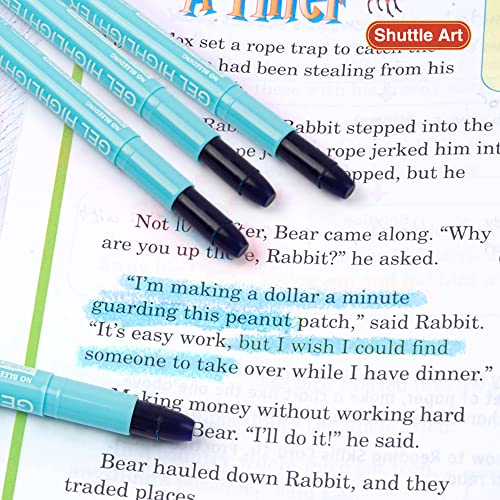 Shuttle Art 5 Pack Blue Gel Highlighters,Bible Highlighters,No Bleed Through, Bible Journaling Supplies,Great for Journaling, Highlighting and Studying - color: Blue