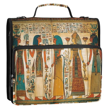 Queen of Egypt Zipper Binder with Shoulder Strap, 500 Sheets Capacity, Multiple Pockets 1.5Inch 3 Ring Zipper Binder - color: Queen of Egypt