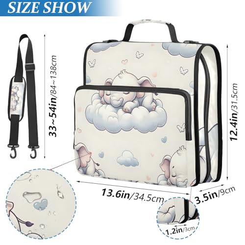 3 Ring Zipper Binder with Shoulder Strap Elephants Animal Forest 2 Inch Zippered Binder Bag 500 Sheet Capacity Multi Pockets for School Supplies - color: Multi3