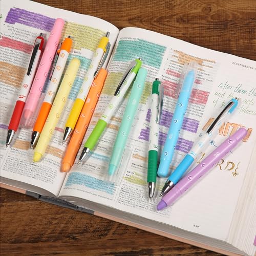 Mr. Pen- Bible Highlighters and Pens No Bleed, 12 Pack | Colorful Ink Pens for Highlighting, Bullet Journaling, Note-Taking, Summarizing, Bible Study, Planning, School and Office Use - color: Vibrant and Pastel