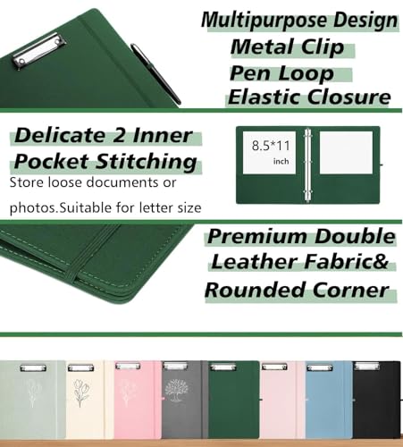 1 Inch 3 Ring Linen Binder Organizer, BVSSX Three Ring Binders with Clipboard, Plastic Folder, 5-Tabs Pocket Dividers with Sticker Labels, Pen Loop, Elastic Strap (Green,Letter Size) - color: 03-green, size: 1in（Letter Size）