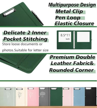 1 Inch 3 Ring Linen Binder Organizer, BVSSX Three Ring Binders with Clipboard, Plastic Folder, 5-Tabs Pocket Dividers with Sticker Labels, Pen Loop, Elastic Strap (Green,Letter Size) - color: 03-green, size: 1in（Letter Size）