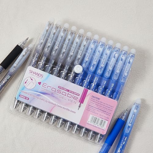 12Pcs Retractable Erasable Gel Pens Clicker,Fine Point 0.7mm Smooth Writing Pens,For Writing Journaling Taking Notes School Office Home. (6Black+6Blue) - color: 6Black+6Blue
