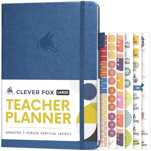 Clever Fox Teacher Planner, School & Homeschool Book, B5 Size Mystic Blue | Undated, 7x10, lay-flat binding, heavy-duty hardcover, teacher lesson weekly & daily planner, homeschool supplies - color: Mystic Blue, size: Smaller than A4 (7″ x 10″)