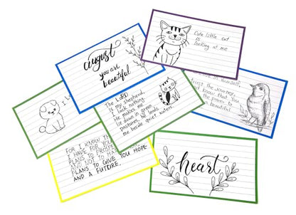 PPAPPAPPIYO 100 Pack 3x5 Ruled Index Cards, Extra Thick 260gsm White Cardstock, Colorful Borders with Ruled Front and Blank Back, Heavyweight Flash Cards for Study, Recipes, and Organization