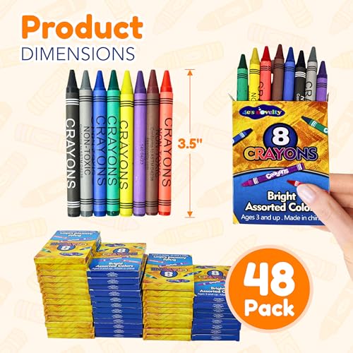 4E's Novelty 48 Boxes of 8-Packs Bulk Crayons for Kids, Classroom Crayons Bulk Teachers Supplies, School Supplies, Restaurants, Birthday Party Favors Non-Toxic (48 of 8-Packs) - style: 48 of 8-Packs