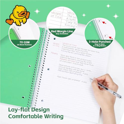 Comix 3 Subject Notebook with 3 Divider, 8.5" x 11" letter size, 150 Sheets College Ruled Notebook with Plastic Cover for Office/School/Home, Green - color: Green