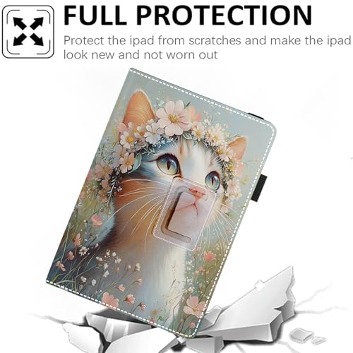 Universal 10 10.1 Inch Android Tablet Case,Slim Folding Stand Cover for All 9"-10.5" Touchscreen Tablet Case with Stylus Pen Holder,Flower Cat - color: Flower Cat
