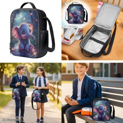 Cute Elephant Backpack for Girls Boys Kids Backpack with Lunch Box Water Bottle Pouch and Soft Pencil Case Elementary Middle High School Lightweight Waterproof Large Capacity Bookbag - color: Cute Elephant