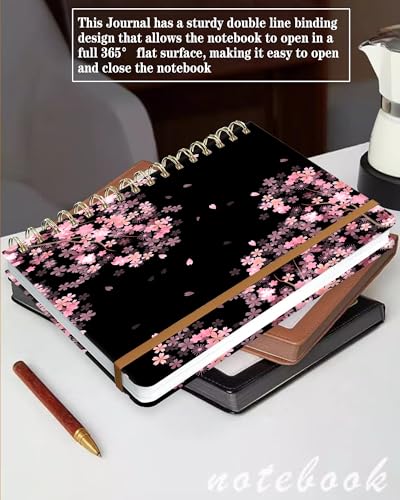 Spiral Journal Notebook for Women, Hardcover A5 College Ruled Notebook, 60 Sheet, Thick Paper, Cute Lined Journal for School, Office & Work, 6 x 8.4 in(Cherry Blossoms Spring) - color: Cherry Blossoms Spring