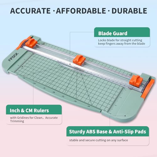A4 Green Paper Cutter Slider 12 Inch Titanium Straight Paper Trimmer, Paper Cutter for Classroom Scrapbooking Cutter, Papercraft Supplies - color: Green