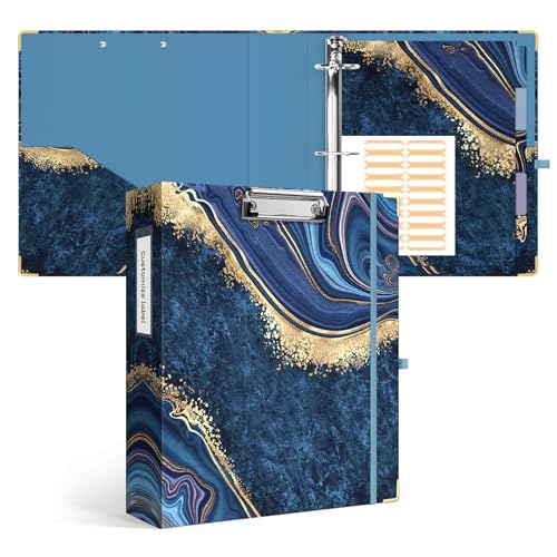 Ospelelf 3 Ring Binder, 2 Inch Letter Size (11" x 8.5") with 5 Tab Dividers, File Folder Labels and Low Profile Clipboards, Blue Marble Binder for School and Office Supplies - color: Blue Marble, size: 2in（Letter Size）