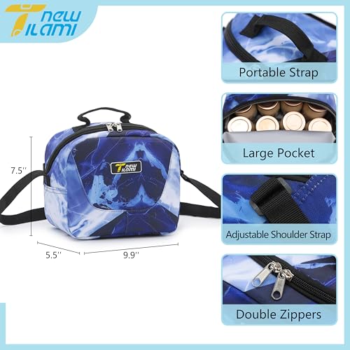 NEW TILAMI Kids Lunch Bag Double Insulated for tilami Rolling Backpack Girls Boys forTravel School Picnic, Midnight Marble Blue - color: Midnight Marble Blue