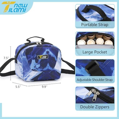 NEW TILAMI Kids Lunch Bag Double Insulated for tilami Rolling Backpack Girls Boys forTravel School Picnic, Midnight Marble Blue - color: Midnight Marble Blue