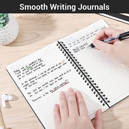 EUSOAR College Ruled Spiral Notebook, A5 3packs 5.5"X8.3" 120 Pages Lined Travel Writing Journal, Memo Notepad Sketchbook, Students Office Business Subject Diary Ruled Spiral Book Journal-3 Colors - color: Black, Royal Blue, Coffee, size: 3 Packs