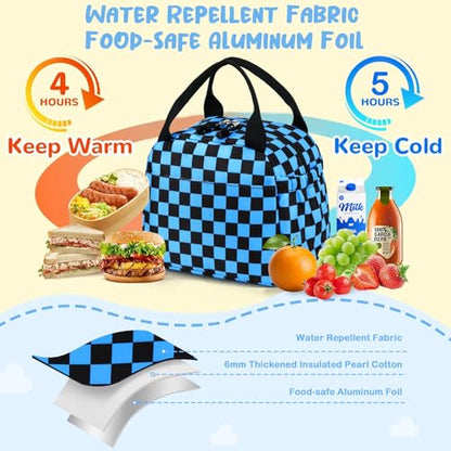 CAMTOP Boys Lunch Box Kids Insulated Lunch Bag Kids Cute Lunchbox for Boys Loncheras Para Niños - color: Blue Check