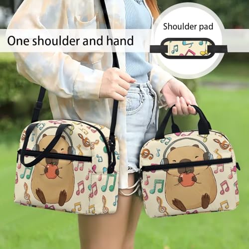 Capybara Simple Modern Lunch Box for Girls 4-6 Note Card Preschool Lunch Box Boys 6-8 One Piece Meal Bag for Kids 8-10 Kindergarten Toddler Children Elementary School Adjustable Strap - color: Note Card Capybara
