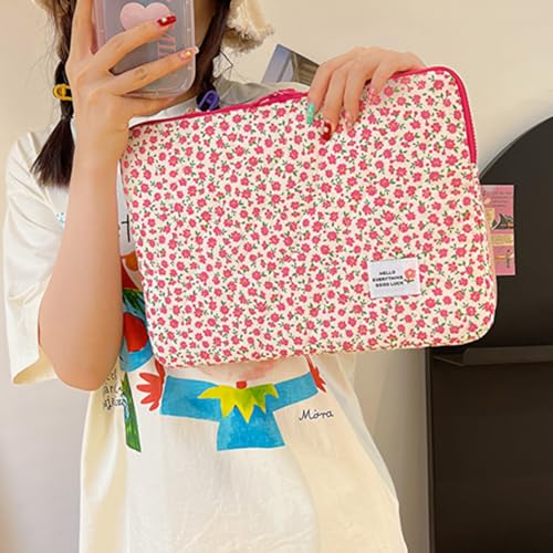 Laptop Bag for 13 14 Inch Notebook, Water-Resistant Briefcase Style Carry Case with Soft Padded Protection, Shockproof Zippered Computer Sleeve for Mac-Book Air/Pro, Business & Travel - color: Pink Flower