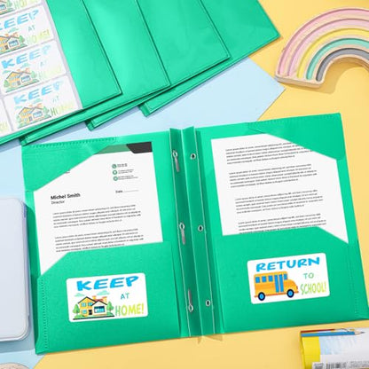 Henoyso 24 Set Take Home Folders with Clear Front Pocket, School-to-Home Communication Folder Bulk for Back to School Classroom, Heavy Duty Plastic Parent-Teacher Homework Folders (Green) - color: Green