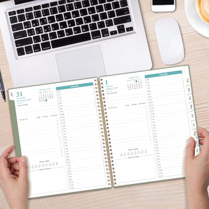 Daily Planner 2026 Full Page Per Day- 2026 Daily & Monthly Planner from January 2026 to December 2026, Day Planner 2026 with 12 Months Tabs, 8.5" x 11", Green - color: Green, size: 8.5" x 11"