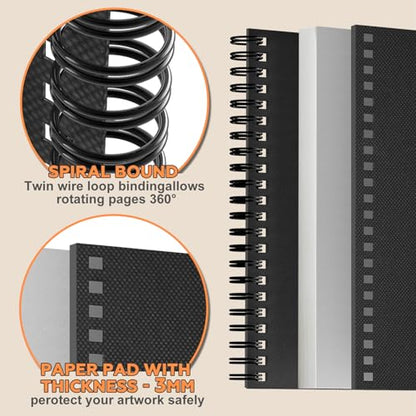 9" x 11" Sketch Book，1 Pack 80-Sheets (68lb/100gsm)，Double-Sided Hardbound Sketchbook, Spiral Bound,Acid Free Paper Painting Drawing Writing Sketching Pad for Kids Adult Teens Girls Boys - size: 9 x 11 inches (1 Pack)
