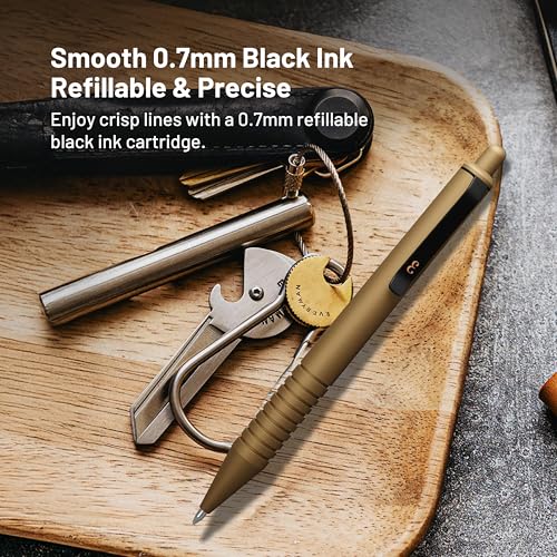 Everyman Military Super Matte Mini Click Pen | Compact Refillable 0.7mm Gel Pen with Premium Grip | Pocket-Size Metal EDC Pen for Travel, Office, Journaling & Everyday Writing - color: Military, style: Mini Click