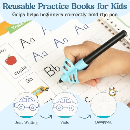VOOWO Grooved Handwriting Practice for Kids, Larger & Deeper Magic Grooved Writing Practice for Kids Age 3-5, Reusable Letter Tracing Books, Preschool Learning Activities, Gift for Kids Boys and Girls