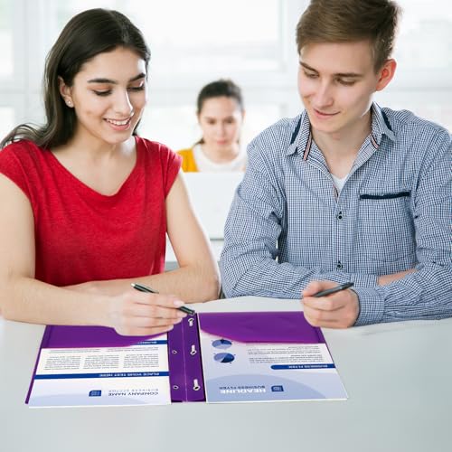 6-Pack Plastic Folders with Pockets and Prongs,2-Pocket Folders with 3 Fasteners, Holds 8-1/2" x 11" Paper for School/Office/Home, Purple - color: Purple, size: 6-Pack