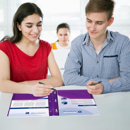 24-Pack Plastic Folders with Pockets and Prongs,2-Pocket Folders with 3 Fasteners, Holds 8-1/2" x 11" Paper for School/Office/Home, Purple - color: Purple, size: 24-Pack