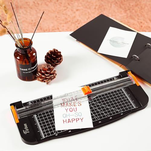 Firbon A4 Paper Cutter 12 Inch Titanium Paper Trimmer Scrapbooking Tool with Automatic Security Safeguard and Side Ruler for Craft Paper, Coupon, Label and Cardstock (Black) - color: 1-black