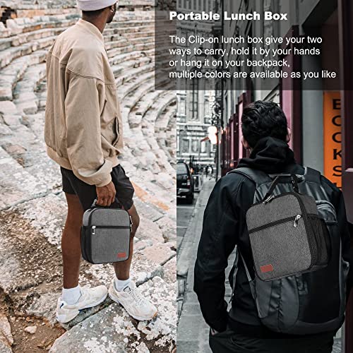 Lunch Box for Men & Women Durable Lunch Bag for Adults Reusable Small Lunchbox Grey - color: Gray