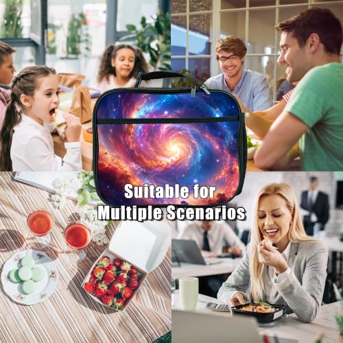 Space Lunch Bag Insulated Reusable Lunch Box Kids Girls Boys Cooler Thermal Tote Bag For Men Women School Work Picnic - color: Space