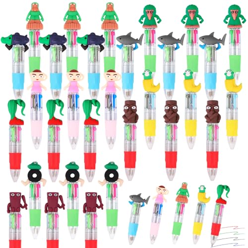CZWZ 30Pcs Mini Multicolor Pens in One 4-in-1 Cute Pens Bulk, Ballpoint Pen for Birthdays and Parties, Fun Gifts Assorted Ink Kawaii Pen - style: 30Pcs-Brainrot