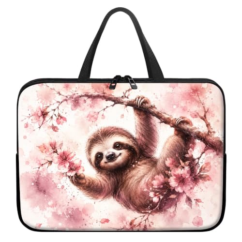 13 Inch Laptop Case Sleeve with Handle, Shockproof Slim Carrying Case | Soft Lining Computer Bag for MacBook Air 13 M3/M2/M1, MacBook Pro 13/14, iPad Pro 13 M4, Blossom Baby Sloth - color: Blossom Baby Sloth, size: 13-14 inch