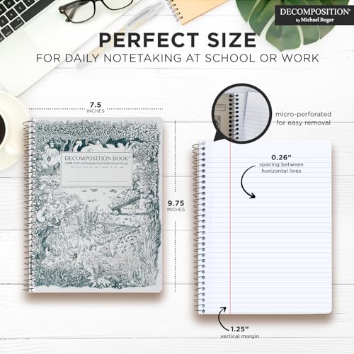 Decomposition Gardening Gnomes College Ruled Spiral Notebook - 9.75 x 7.5 Journal with 160 Lined Pages - 100% Recycled Paper - Cute Notebooks for School Supplies, Home & Office - Made in USA - color: Gardening Gnomes