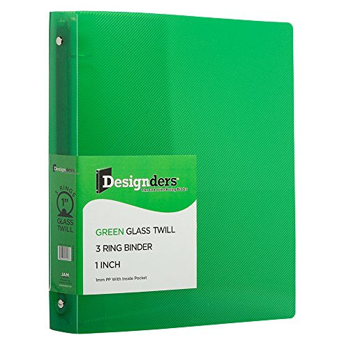 JAM PAPER Plastic 1 inch Binder - Green 3 Ring Binder - Sold Individually - color: Green, size: 1 inch