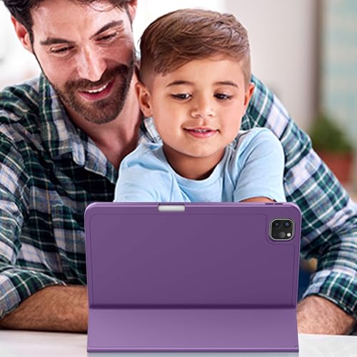 ZryXal iPad Pro 11 Inch Case (M5) 2025/ (M4) 2024 (Model: A2836/A2837/A3006), Trifold Stand Smart Cover with Pencil Holder and Soft TPU Back, Auto Wake/Sleep (Dark Purple) - color: Dark Purple