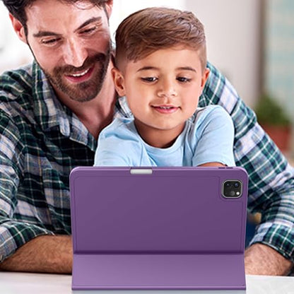 ZryXal iPad Pro 11 Inch Case (M5) 2025/ (M4) 2024 (Model: A2836/A2837/A3006), Trifold Stand Smart Cover with Pencil Holder and Soft TPU Back, Auto Wake/Sleep (Dark Purple) - color: Dark Purple