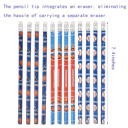 72PCS Corlorful Wooden Football Pattern Cased Pencils for Kids Bulk with Erasers, Fun Cute for School,Drawing,Gift (pattern, 72) - style: pattern