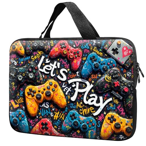 Laptop Sleeve with Handle 10 Inch, Waterproof Laptop Case Bag, Play Games Pattern Design Computer Sleeve Compatible with MacBook Air, Pro, HP, Dell, Lenovo, ASUS - color: Play Games, size: 10inch(9.7-10.5")