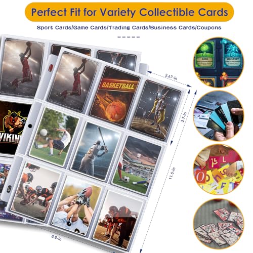 900 Pockets Card Binder, Trading Card Album Display Holder, PU Cover Zip Binder for Cards, Durable Card Holder Album for TCG Game Cards and Sports Cards - color: Navy Blue