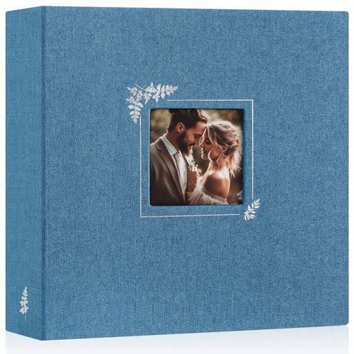 Lanpn Scrapbook Photo Album 12x12, Linen Window Design Cover Top Load 3 Ring Folder Binder Photobook Photo Book 12 x 12 inch with 30 Plastic Sleeves 60 Pages Blue - color: Blue, size: 12x12"