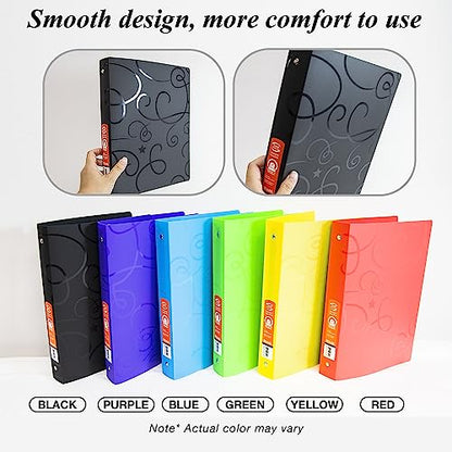 BAZIC Products 1" Swirl Poly 3-Ring Binder, 1 Pocket, 6-Set | round rings, 1 in swirl poly 3-ring binder, 1 inside pocket, holds up to 175 sheets, Durable poly - color: Swirl, size: 6-Pack