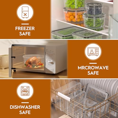 44 PCS Food Storage Containers with Lids Airtight (22 Containers & 22 Lids), Leak proof Meal Prep Container Set for Kitchen Storage, BPA-free, PVC-free Plastic, Microwave/Dishwasher Safe, Labels & Pen - color: 44 Piece