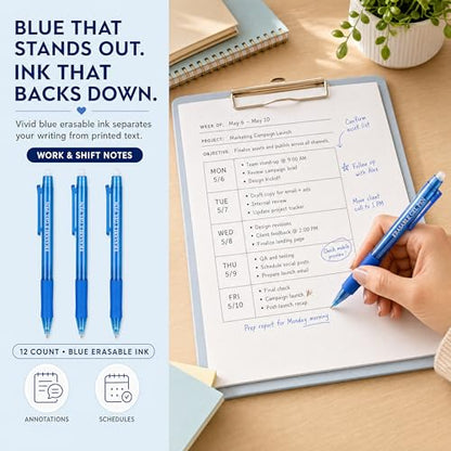 Blue and Black Erasable Gel Pens Bulk, 36 Pack Retractable Erasable Pens, 0.7mm Fine Point Quick Dry Ink, Clicker Pens for Note Taking, Work, Office, Classroom School Supplies - color: Soft Black and Blue