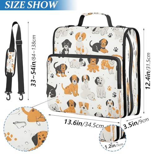 3 Ring Zipper Binder With Shoulder Strap Documents Storage Organizer Animal Dog - color: Dogs Paws